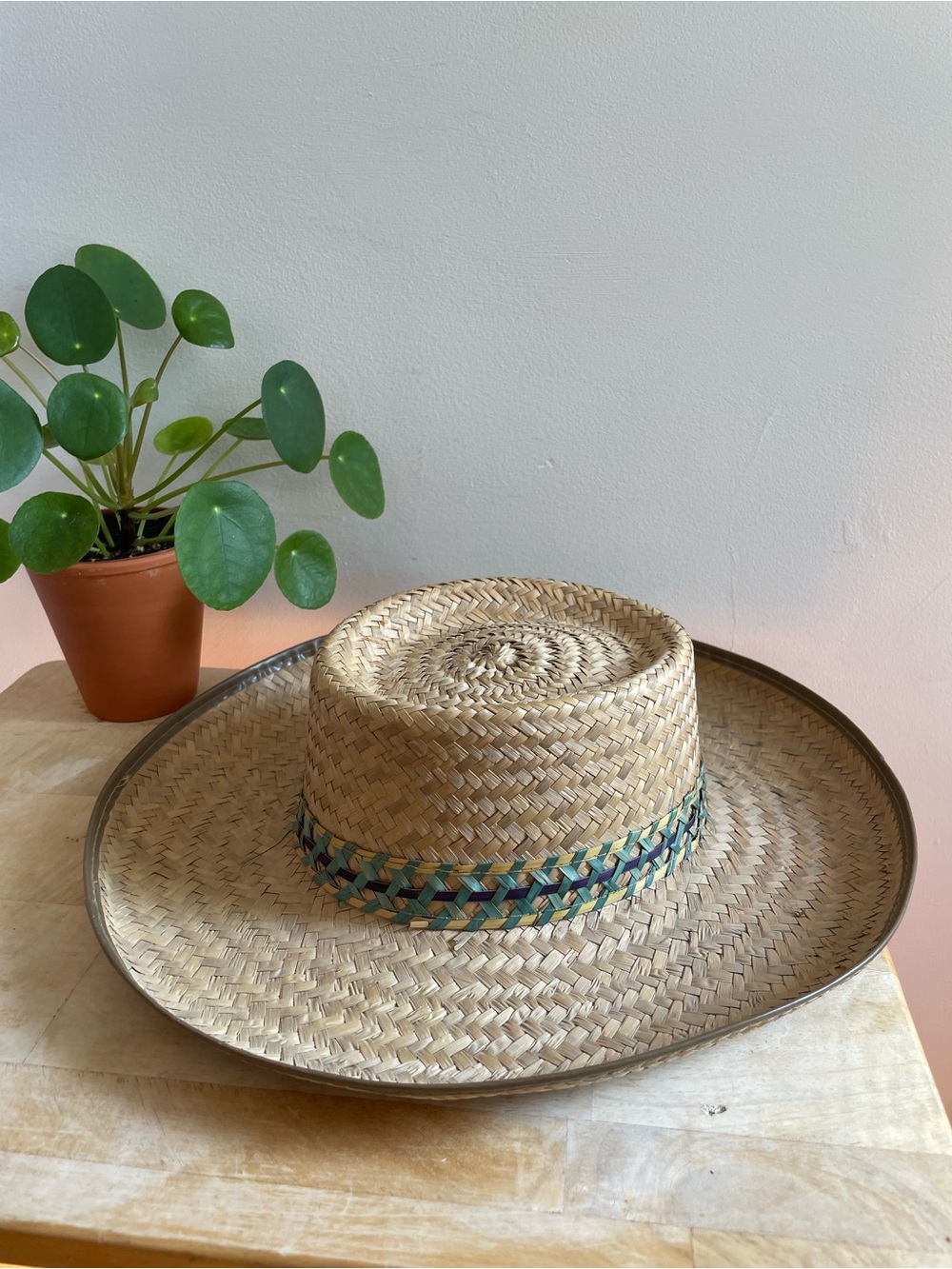 Woven Straw Wide-Brim Hat